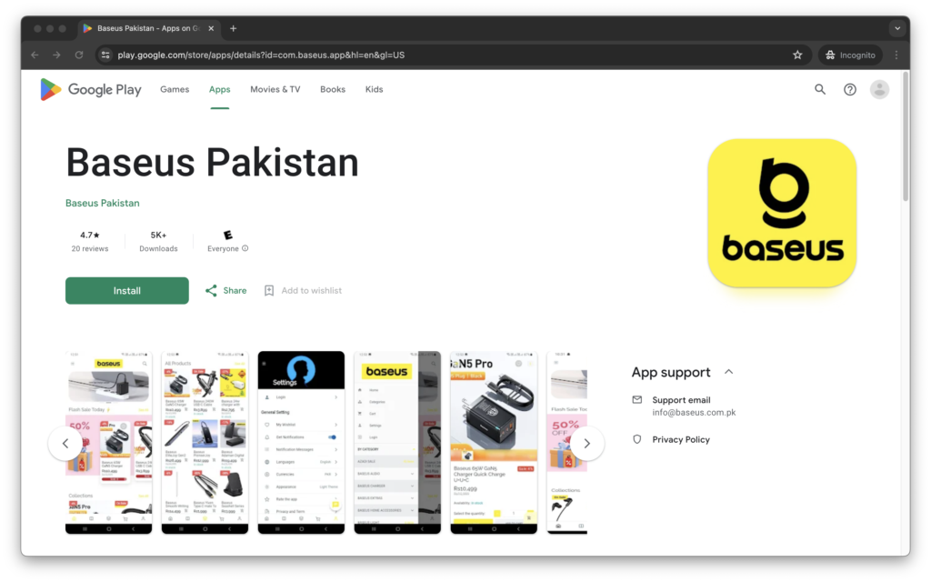 Baseus Pakistan Mobile App » DevsRank