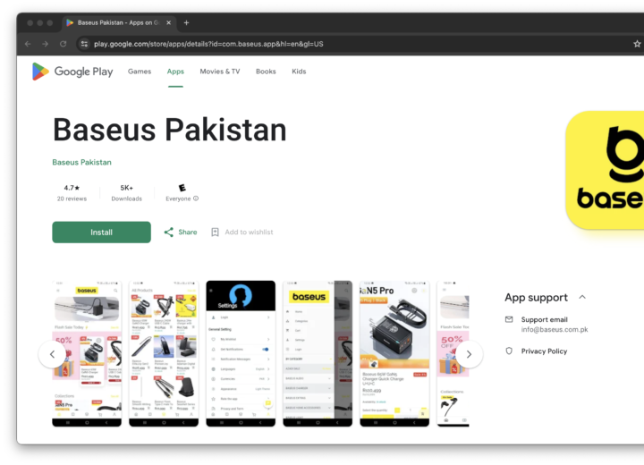 Baseus Pakistan Mobile App » DevsRank